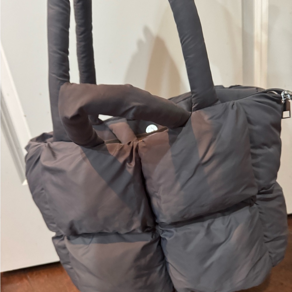 Gray Quilted Tote Bag